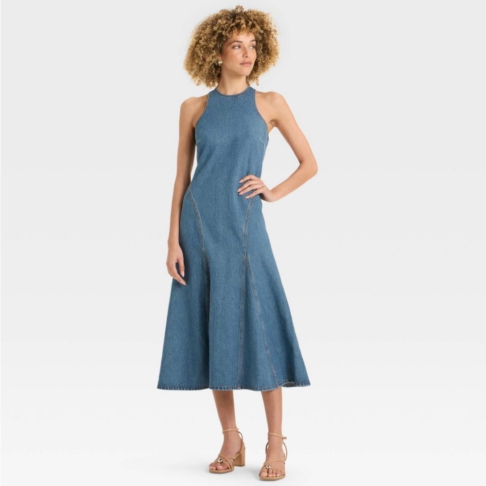Future collective race back denim dress new